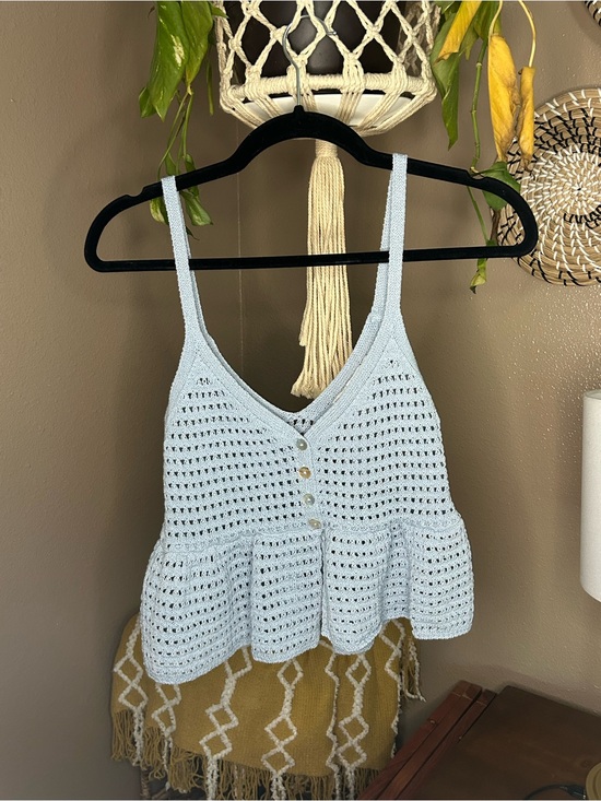 Zara Tops - Zara Light Blue Crocheted Peplum Camisole